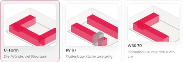 Küche online planen 2 Küchenplaner: Vorlagen für U-Form sowie die Plattenbau-Küchen IW 67 und WBS 70